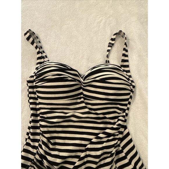 Bond-Eye Australia Swimsuit Size 14 US 10 One Piece Ruched Sweetheart Striped - Picture 3 of 8